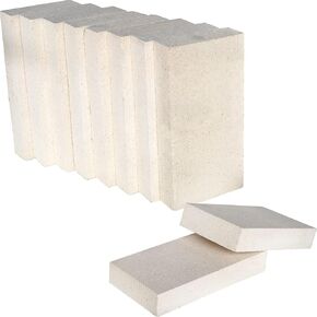 SIMOND STORE Insulating Fire Bricks - 9" x 4.5" x 1.5" Thick - 2500F Rated - 10 Pcs - Fire Bricks for Forge, Furnace, Kiln, Pizza Oven, Stove, Fireplace, Fire Pit, Metal Clay Firing, Jewelry Soldering