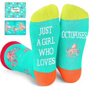 HAPPYPOP Octopus Gifts for Women Girls - Crazy Octopus Socks Ocean Gifts, Marine Animal Socks for Teens