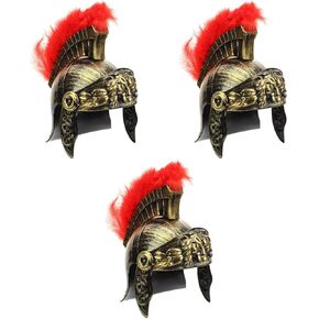 Holibanna 3pcs Medieval Knight Soldier Warriors Costume Helmet Samurai Hat Roman Helmet Ancient Roman Spartans Gladiator Helmet Costume Accessory Trojan Helmet Greek Costume Golden