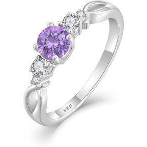 Promise Ring 925 Sterling Silver Birthstone Ring for Women Gemstone Ring Wedding Engagement Jewelry Christmas Birthday