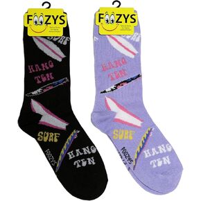 Foozys Women’s Crew Socks | Surf Boards Sports Novelty Socks | 2 Pair
