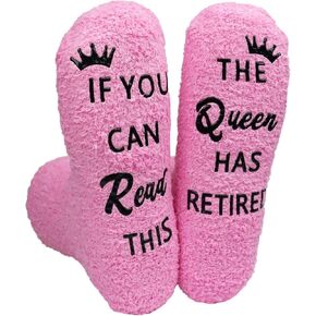 Retirement Socks for Women, Retirement Gift for Woman, Retired Socks Fuzzy Socks, Funny Socks for Women Retired Queen Gifts