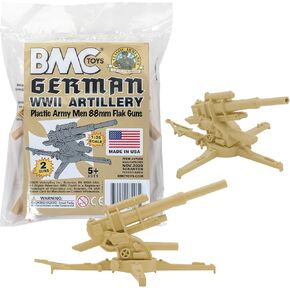 BMC Classic WW2 German 88mm Artillery - 2pc Gray Plastic Army Men Accessories