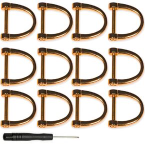 joaoxoko D Ring Keychain,12pcs D-Rings Screw in Shackle Horseshoe U Shape D Ring for Key Holder Zip Puller Purse Replacement,Gold 1 inch D Ring f DIY Leather Craft Purse Keychain Accessories (12)