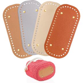 Solaradgy 4 ألوان محفظة قيعان للكروشيه، 4 قواعد حقيبة حزمة للكروشيه نمط متقاطع طويل بيضاوي محفظة أسفل وسادة للحقائب قاعدة وسادة قيعان محفظة جلدية للكروشيه DIY in Kuwait