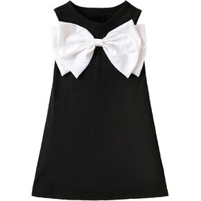 GORGLITTER Girl's Dresses Bow Front Sleeveless Sundress Round Neck Tank Short A Line Dress