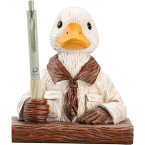 Duck Pen Insertion Pen Stand Resin Paperweight Cool Pencil Holder, Animal Series Desk Accessories Decor for Home Office School for Duck Lovers