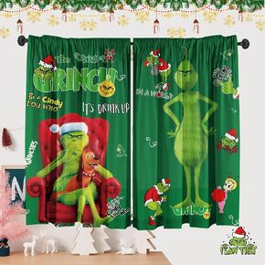 SUNWISHA Christmas Window Decor 2 Panels Set 26 x 45 Inch Curtains Valance for Bedroom Green