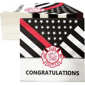 50 Pcs Firefighter Theme Napkins, Firefighter Fireman Graduation Party Retirement Party Birthday Party Supplies,Firefighter Appreciation