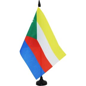 AZ FLAG Benin Table Flag 4'' x 6'' - Beninese Desk Flag 15 x 10 cm - Black Plastic Stick and Base