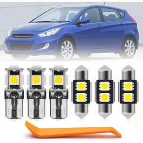 7pcs Interior LED Lights Bulb Kit for Hyundai Accent 2012 2013 2014 2015 2016 2017 Map Dome Trunk License Plate Lights Super Bright 6000K White LED Interior Light Bulbs + Install Tool