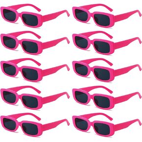 SUNOVELTIES 10 Pack Rectangle Sunglasses for Women Retro Narrow Square Glasses 90s Aesthetic Vintage Eyewear Uniex Adult