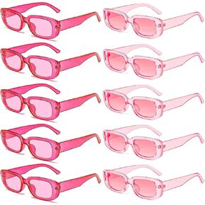SUNOVELTIES 10 Pack Rectangle Sunglasses for Women Retro Narrow Square Glasses 90s Aesthetic Vintage Eyewear Uniex Adult