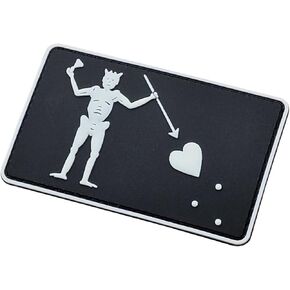 Blackbeard Pirate Edward Teach PVC Patch (Black White, Glow in The Dark) Compatible with Velcro Patches for Hats, Tactical Patches, Military Patches, Backpack Patches, Patches for Backpacks