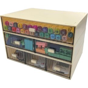 منظم أدراج المكتب، منظم مكتب اللوازم المكتبية القابل للتكديس، درج تخزين بلاستيكي بلاستيكي، منظم بقالة المكتب للقرطاسية/اللوازم المكتبية/المدرسة/المنزل (6 حجرات صفراء) in Kuwait