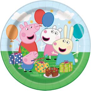 Unique 7in Peppa Pig Dessert/Cake Plates - 8 Count