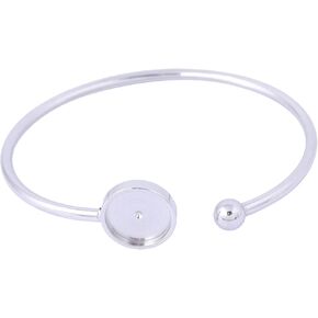 5pcs Fit 12mm Cabochon Bangle Bracelet Bezel Setting Trays Stainless Steel Adjustable Cuff Bracelets Blanks for Jewelry Making Supplies