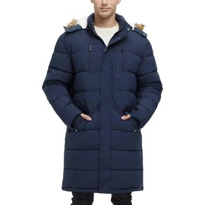 Men's Extra Long Fleece Puffer Jacket Outerwear Winter Coats Hooded Parka Warm Water-resistant Cold Weather