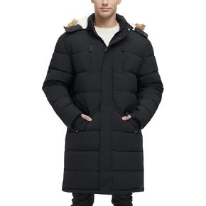 Men's Extra Long Fleece Puffer Jacket Outerwear Winter Coats Hooded Parka Warm Water-resistant Cold Weather