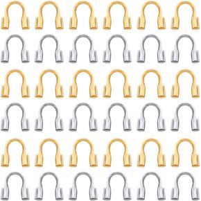 1 Box 1200Pcs Wire Guardians Thread Protector Wire Guard Brass U Shape Protective Tube Silver Gold Wire Guardian Loops for Earring Bracelet Necklace Jewelry Making Supplies DIY Beading Crafts