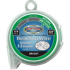 Bead Buddy 49 Strand Beading Wire, Bright 15ft .024 Inches-Soft, Flexible and Strong Beading Wire-Jewelry Making Tools