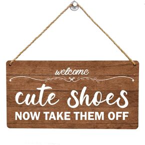 Please Take Your Shoes Off Sign, Wooden Printed No Shoes Sign for House, Please Remove Your Shoes Sign for Front Door, Hanging Cute Porch Decor-Welcome, Cute Shoes, Now Take Them Off
