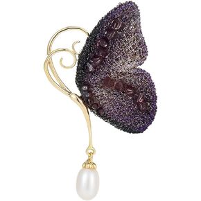 Butterfly Brooches for Women Gold-Plated Butterfly Pearl Brooch Lapel Pin Rhinestone Animals Brooch Jewelry for Mom Wife