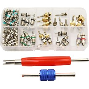 102Pcs Car Air Conditioning Valve Core Accessories A/C R12 R134a Refrigeration Tire Valve Stem Cores Remover Tool Assortment Kit