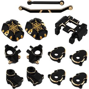 Brass Skid Plate, Steering Knuckle,C-Hub Carrier, Front Rear Outer Portal Axle Weight, Steering Link and Diff Cover for 1/18 RC Redcat Ascent-18 Upgrade