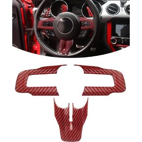 Steering Wheel Cover Decoration Interior Trim Kit Interior Accessories for 2015-2022 Ford Mustang, Red