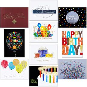 JAM Paper Blank Birthday Card Sets - Happy Birthday Assortment - 50/Pack