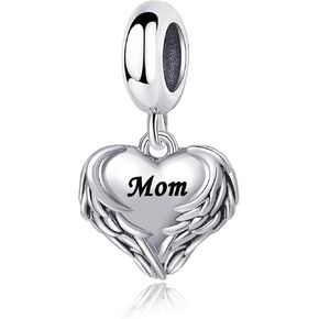WangLing Guardian Angel Wings Heart Dangle Charm for Pandora Bracelet Women Present