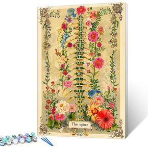 Brain Paint by Number for Children,Blooming with Flowers Painting Kits Acrylic Paints for Home Wall Decor Art Craft Gifts for Friends Paint by Number Kits Adult Brushes and Acrylic 16''W x 20''H
