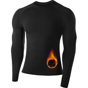 Runhit Men's Thermal Compression Shirt Fleece Lined Long Sleeve Thermal Shirts Athletic Base Layer Top Cold Weather Gear