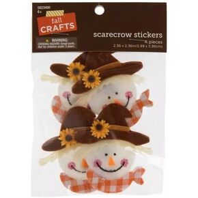 Felt Scarecrow Stickers Autumn Decorations Crafts - 4 Pieces