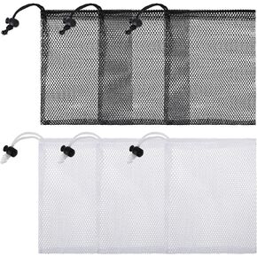 Bewudy 6 Pcs Mesh Drawstring Bags, Storage Mesh Bags with Cord Lock, Portable Nylon Mesh Bags for Travel Gym Beach Toy Ball Camping Clothes Organizing(11.8 x 15.8 Inch)