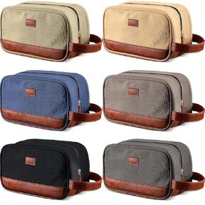 Paterr 6 Pcs Men's Toiletry Bags for Traveling Men's Shaving Bag for Toiletries Wedding Groomsmen Gifts Canvas and Leather Bathroom Bag for Men Gifts for Christmas Wedding Party Favors