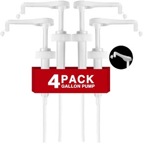 4Pcs Gallon Jug Pump Dispenser, 38-400 Leak Proof Pump for Gallon Jug - Lotion Shampoo Pump Cap Included, Fits 1 Gallon Bottle 64oz 128oz Shampoo Laundry Detergent Containers
