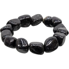 Black Tourmaline tumbled Stones Stretch Bracelet ~ 8" long comfortably fitting a 5.5" - 7" wrist