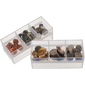 BankSupplies Clear 3 Compartment Coin Scoop - 6-1/2W x 2-1/2H x 2-5/8D - for use with BankSupplies Clear Money Tray