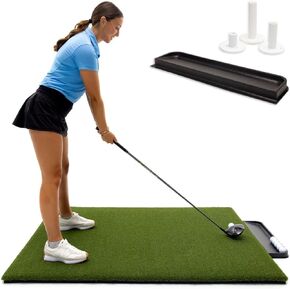 DURA-PRO Commercial Golf Mat - 4x5 Feet Premium Turf Indoor/Outdoor Mat for Hitting & Chipping - Golf Stance Mat for Pros & Beginners w/Golf Accessories (Golf Tray + 3 Rubber Golf Tees)