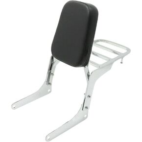 Compatible Motorcycle Sissy Bar Backrest + Luggage Rack Pad Compatible for Honda CA250 Rebel 250 CMX250 Heavt-Duty Silver