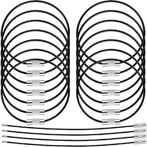 Mozeat Lens 25 Pcs Key Chain Rings Steel Wire Keyring Cable Rings Extendable Luggage Tag Loops Heavy Duty ID Tag Holder