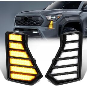 أضواء LED النهار الجري لتويوتا تاكوما 2024 2025 LED مجموعة مصابيح الضباب للقيادة مع ضوء إشارة الانعطاف الكهرمان