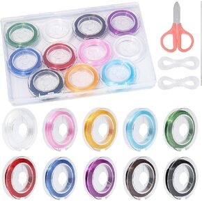11 Rolls 0.8mm Flat Elastic Bracelet String Cord for Beginners,10 Color Stretch Beading Elastic String for Jewelry Making,Stretchy Thread Cord for Making Kit,DIY,Art and Craft