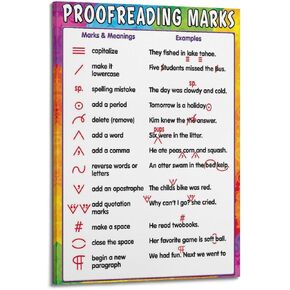 Proofreading Marks Chart Classroom Poster Poster for Room Aesthetic Posters & Prints on Canvas Wall Art Poster for Room 12x18inch(30x45cm)