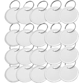 20 Metal Edge Labels, Key Labels, Circular Paper Labels with Metal Rings, Used for Car Keys and Door Keys, 1.22 inch, White