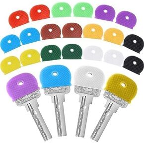 20Pcs Colorful Key Caps Covers Tags Flexible Key Covers Plastic Key Identifier Rings for Easy Identifying Keys,10Colors Semicircular Key Caps,Labeling Tags,Office Products,Labels, Indexes and Stamps
