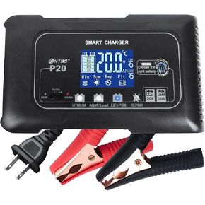20-Amp Smart Battery Charger, for Car,Boat,Motorcycle, Lawn Mower,12V/20A and 24V/10A.Lithium,Lifepo4,Lead-Acid(AGM/Gel/SLA..) Car Battery Charger,Trickle Charger, Maintainer/Pulse Repair Charger