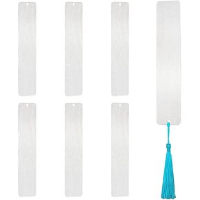 UNICRAFTALE 6Pcs 5.11" Metal Blank Bookmark Craft Tag Bookmarks Tassels Stainless Steel Rectangle Blank Bookmarks Engraving Blank Bookmarks Stamping Tags Pendant Decoration for Reading Office Supplies